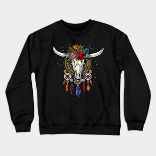 Cow Skull Dream Catcher Crewneck Sweatshirt